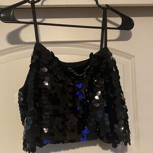 Wild Fable Black Sequin Crop Top
